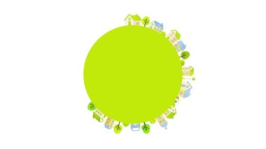 cute townscape illustration, blank space for text