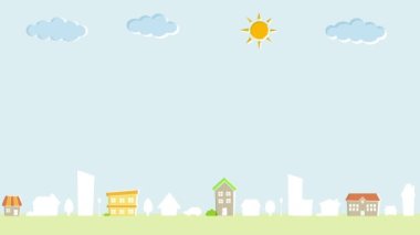 colorful townscape illustration for background
