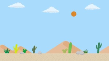 desert and cactus illustration background. fast moving images (day and night)