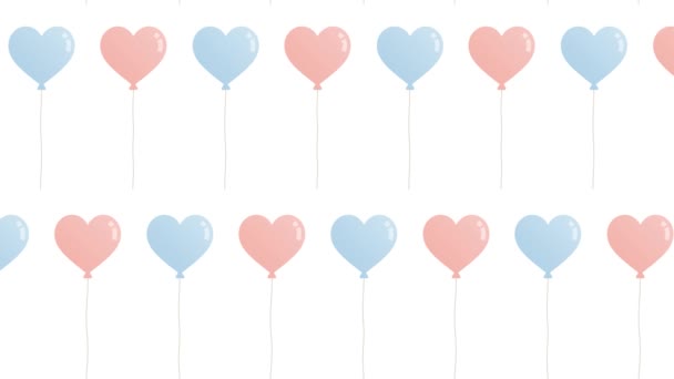 Colorful Heart Shaped Balloons White Background — Wideo stockowe