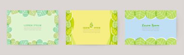 Tebrik kartı ve ekolojik pankartlar için yapraklı şablon seti