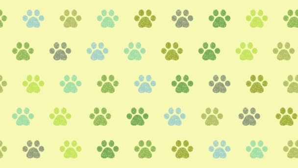 Paw Pads Illustration Background Green — Stockvideo