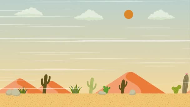 Desert Cactus Illustration Background Fast Moving Images — Vídeos de Stock