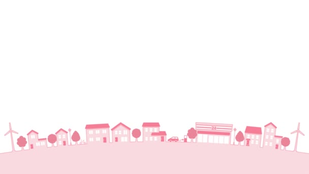 Townscape Illustration Background Ecological Town Pink Orange Seconds Loop — 图库视频影像