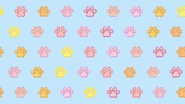 Colorful hand-drawn paw illustration background
