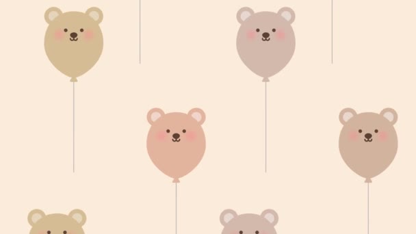 Tło Balonów Ilustracją Niedźwiedzia — Wideo stockowe