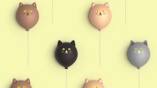 Latar Belakang Balon Dengan Gambar Kucing — Stok Video
