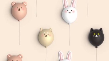 hayvan resimli balonların arkaplanı: 3D