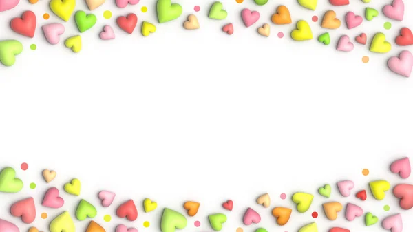 Bunte Herzen Auf Weißem Hintergrund Hintergrund Zum Valentinstag — Stockfoto