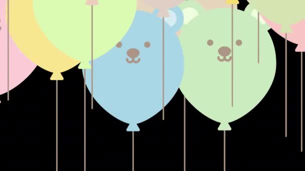 テディベア型気球の変遷 3種セット — ストック動画