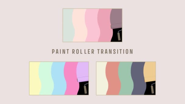 Colorido Conjunto Transición Rodillo Pintura Patrón Onda Color Pastel — Vídeos de Stock