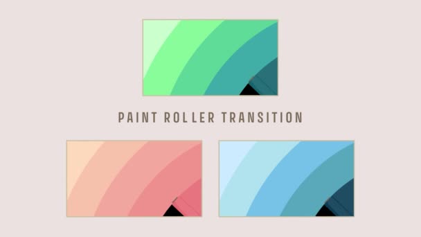 Colorful Paint Roller Transition Set Curve Pattern Gradation — Stock Video