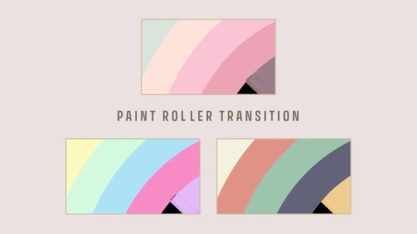 Colorato Set Transizione Rullo Vernice Modello Curva Colore Pastello — Video Stock