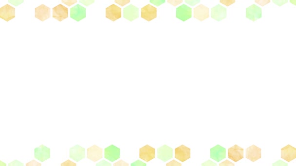 Akvarell Hexagon Kakel Dekoration Grön Och Orange — Stockvideo