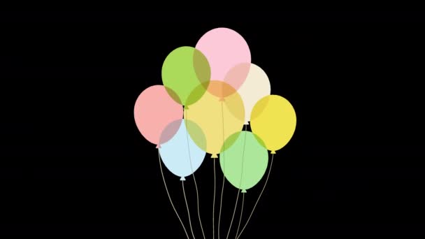 Färgglada Ballonger Och Konfetti Blankt Utrymme För Text Alfa — Stockvideo
