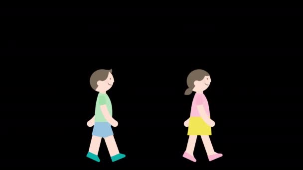 Animación Pie Ilustración Simple Niño Niña — Vídeos de Stock