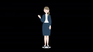 Genç iş kadını ayakta duruyor ve konuşuyor (alfa))