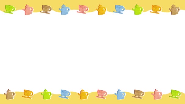 Проста Прикраса Чашок Чайників Ілюстрація Петля Секунд — стокове відео