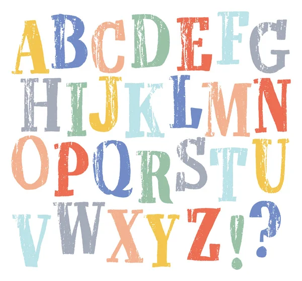 Alphabets Gribouillés Dessinés Main Texture Grunge — Image vectorielle