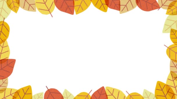 白色背景的手绘叶图框架 秋天的颜色 — 图库视频影像