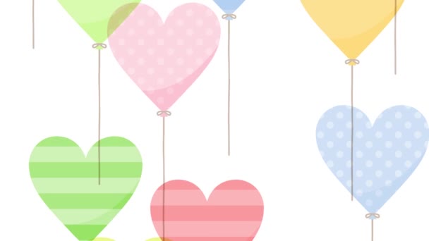 心形气球图解 庆祝活动的彩色背景 — 图库视频影像