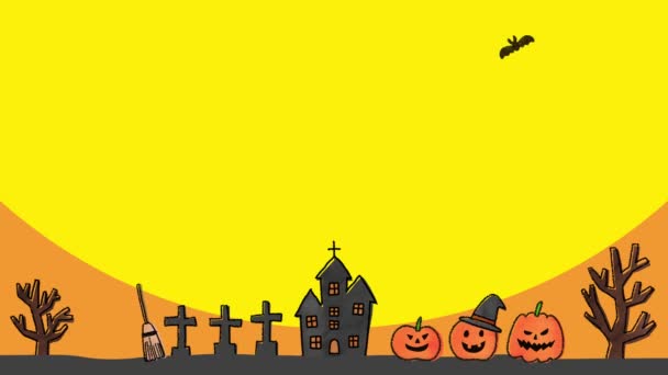 Fondo Halloween Dibujado Mano Bucle Segundos — Vídeo de stock