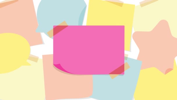 Haftnotizen Hintergrund Für Titel Farben Eingestellt — Stockvideo