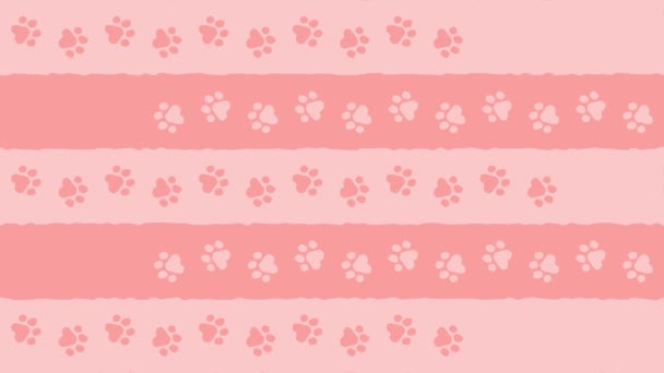 Шаблон Следы Животных Фон Цикл Секунд Комплекта Цветов Розовый Синий — стоковое видео