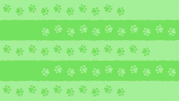 Padrão Pegadas Animais Fundo Loop Segundos Conjunto Cores Verde Laranja — Vídeo de Stock