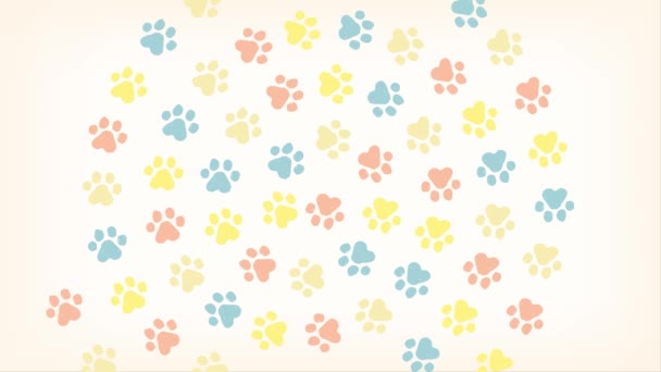 Animal Footprints Illustration Rahmen Bunt Sepia Hintergrund — Stockvideo