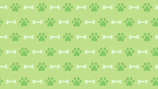 Hondenvoetafdrukken Patroon Achtergrond Seconden Lus Groen — Stockvideo