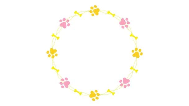 Рамка Відбитків Собак Фону Заголовка Рожево Помаранчевий — стокове відео
