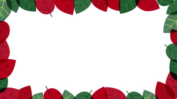 Decoration Christmas Leaves Illustration Frame White Background — Stock Video