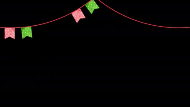 Ręcznie Rysowane Girlandy Boże Narodzenie Kanał Alfa — Wideo stockowe
