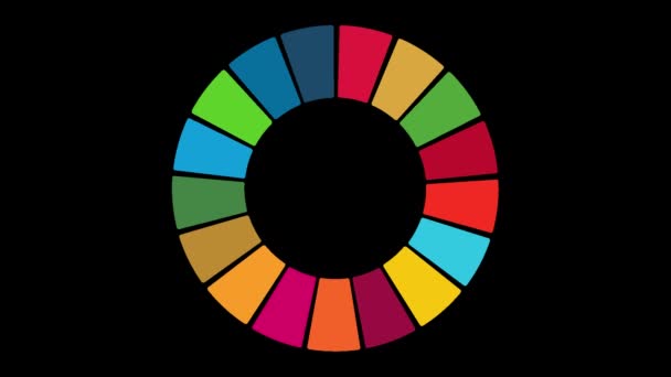 Sdgs Color Wheel Animation Changing Stick Figure Icon Alpha Channel — Stock Video