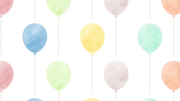 Ascendente Balões Padrão Fundo Para Festa Celebrações Aquarela — Vídeo de Stock