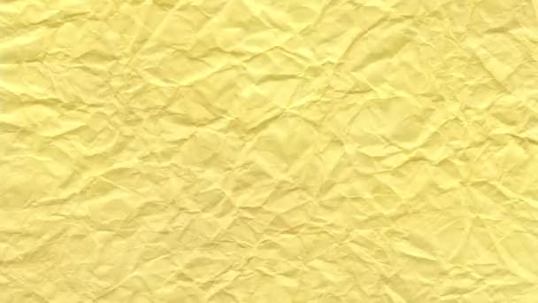 Crumpled Japonês Washi Papel Textura Fundo Segundos Loop Amarelo — Vídeo de Stock