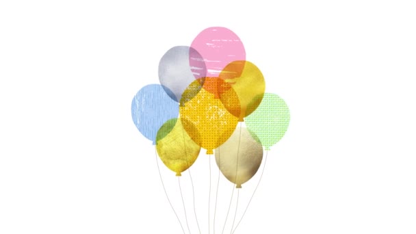 Balões Coloridos Confetes Tons Ouro Prata — Vídeo de Stock