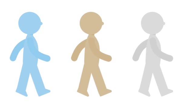 Animación Hombre Bastón Caminante Azul Beige Gris — Vídeo de stock