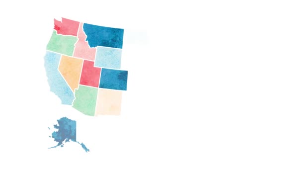 Grunge Watercolor Map Usa United States America — Videoclip de stoc