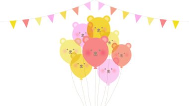 Oyuncak ayı balonları ve çelenk dekorasyonu (parlak renk)