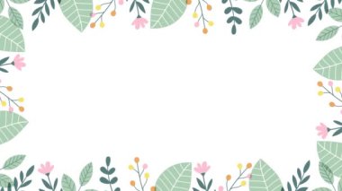 yapraklar ve çiçek resimleme çerçevesi (12 saniye döngü