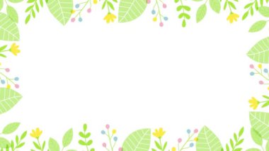 yapraklar ve çiçek resimleme çerçevesi (12 saniye döngü)