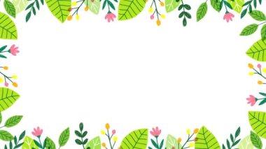 El çizimi yapraklar ve çiçek resimleme çerçevesi (12 saniye döngü)