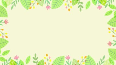 El çizimi yapraklar ve çiçek resimleme çerçevesi (12 saniye döngü