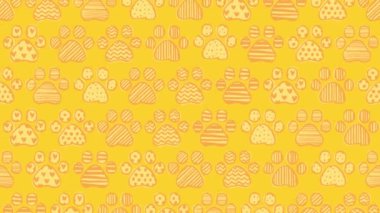 El çizimi pati izi desen arkaplanı (16 saniye döngü) turuncu