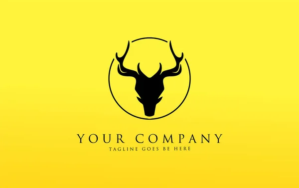 Logo Ciervo Único Venado Cabeza Logo Venado Arte Animal Diseño — Vector de stock