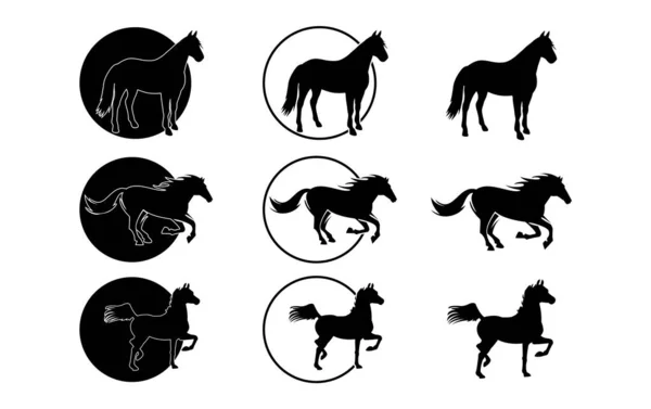 Multiple Horse Elegant Logo Symbol Design Vector — стоковый вектор