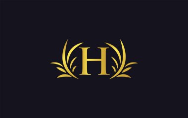 Altın defne yaprağı logo tasarımı vektörü harfler, alfabeler ve bambu yaprağı vektörü