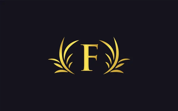 Altın Defne Yaprağı Logo Tasarımı Vektörü Harfler Alfabeler Bambu Yaprağı — Stok Vektör
